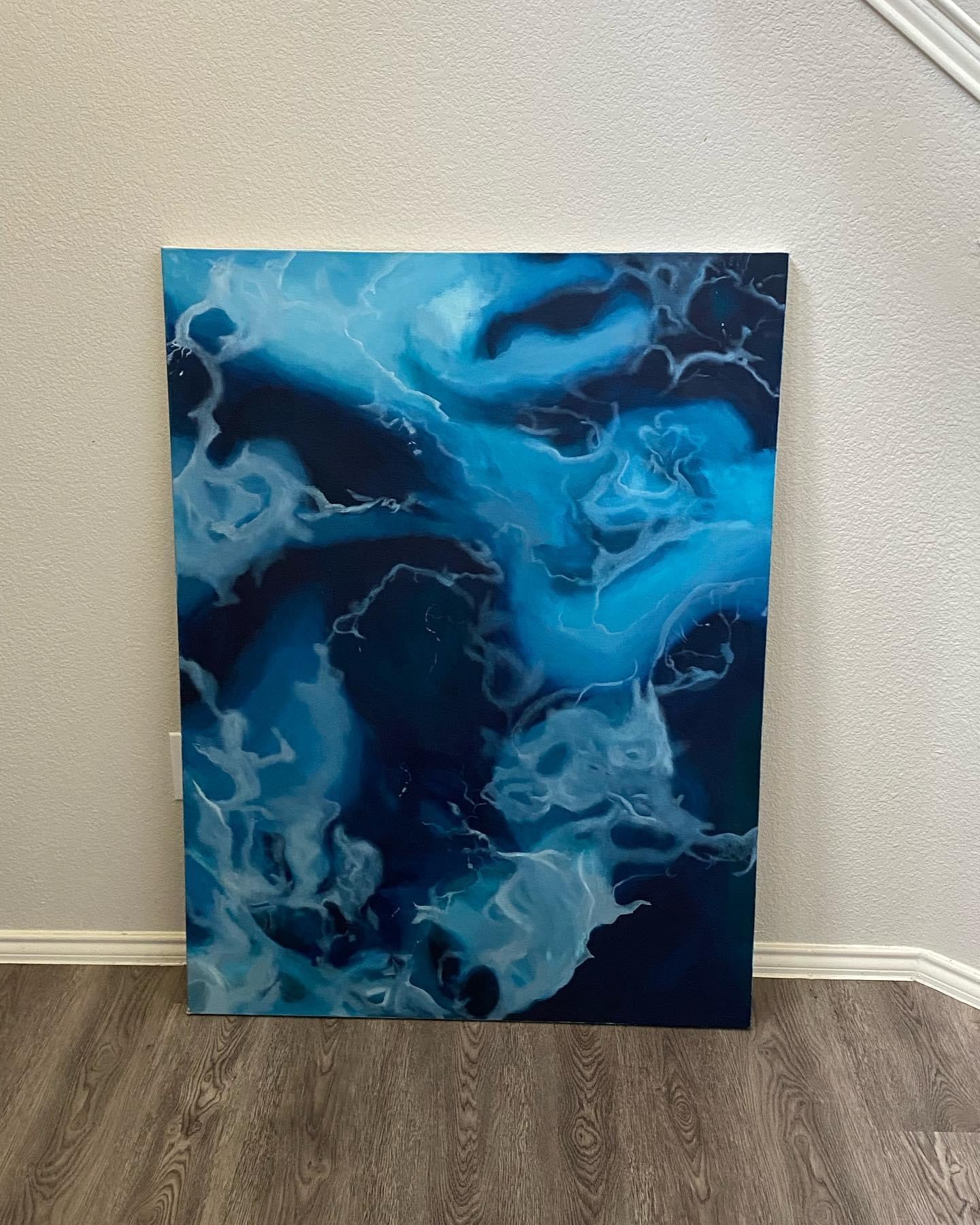 Depths of Love| Large Ocean Deep Blue Painting