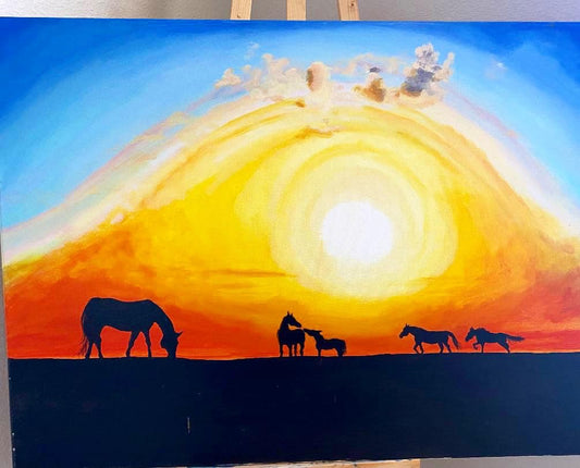 Under the Sun| Horse sunset Painting